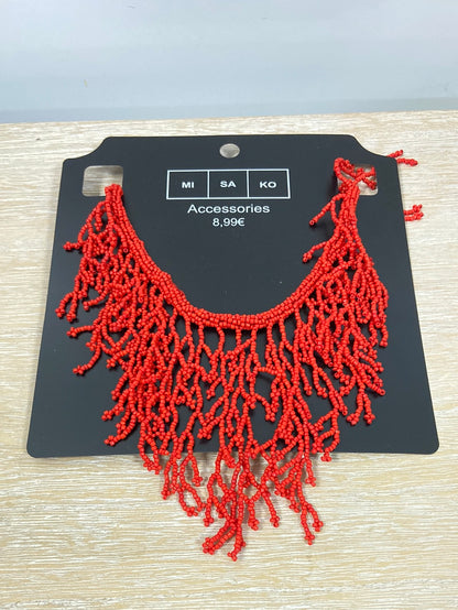 MISAKO.Collar rojo abalorios