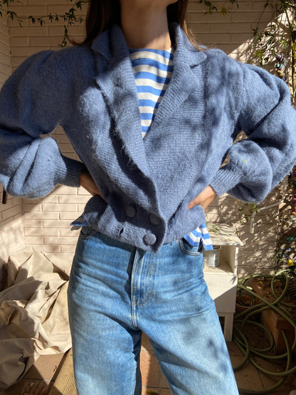 ZARA. Cárdigan cruzado azul T.m (tara)