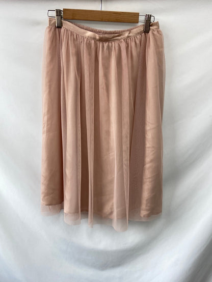 ZARA.Falda midi tul rosa T.M