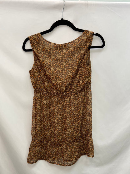 BERSHKA. Blusa tonos marrones semi tranparente T.l