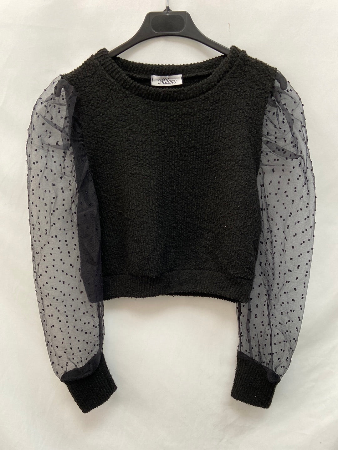 OTRAS.Top negro doble textura T.S/M