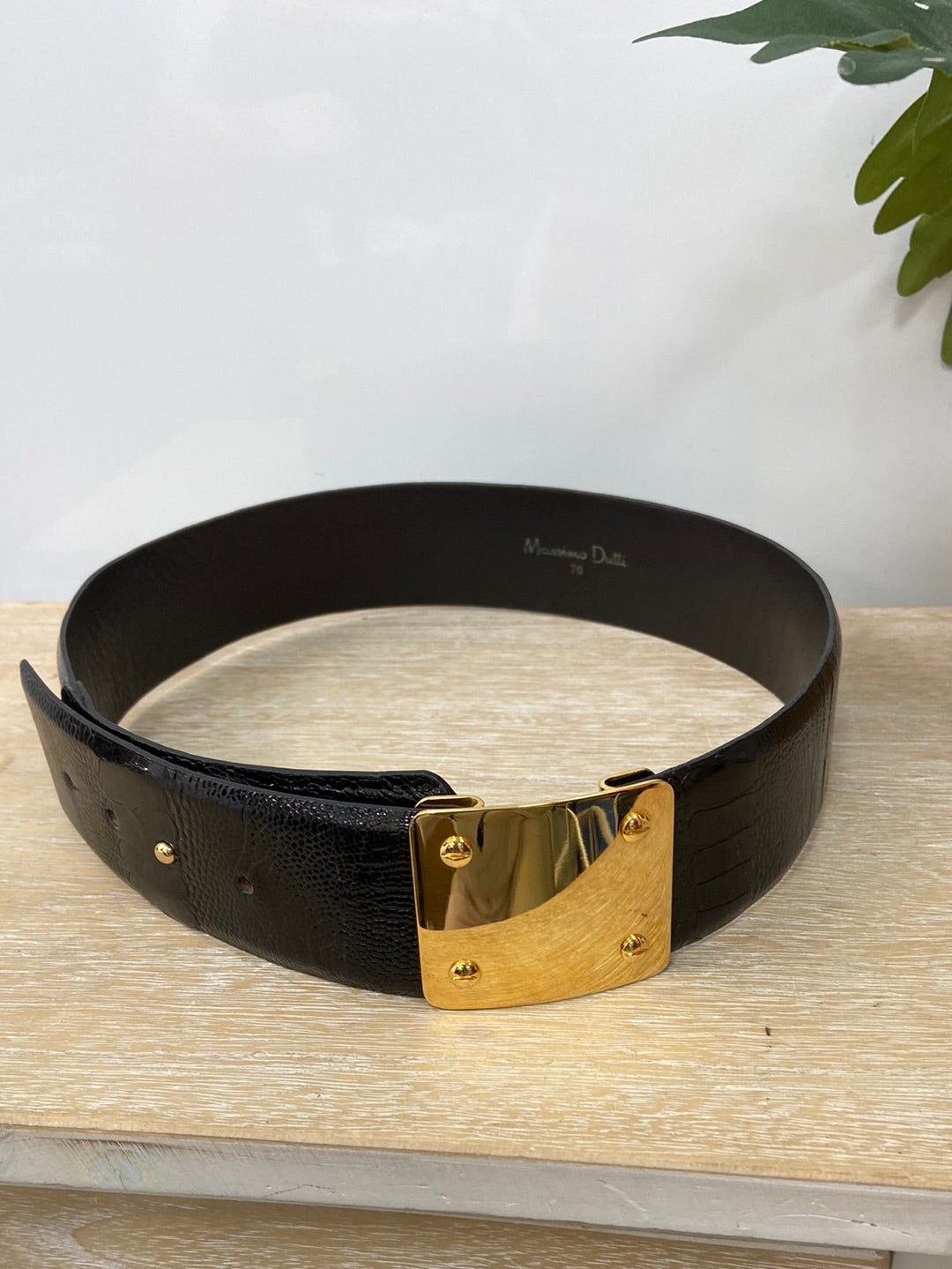 MASSIMO DUTTI.Cinturón piel negro T.70