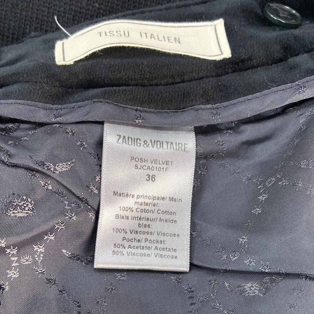 ZADIG&VOLTAIRE.Pantalones negros terciopelo T.36