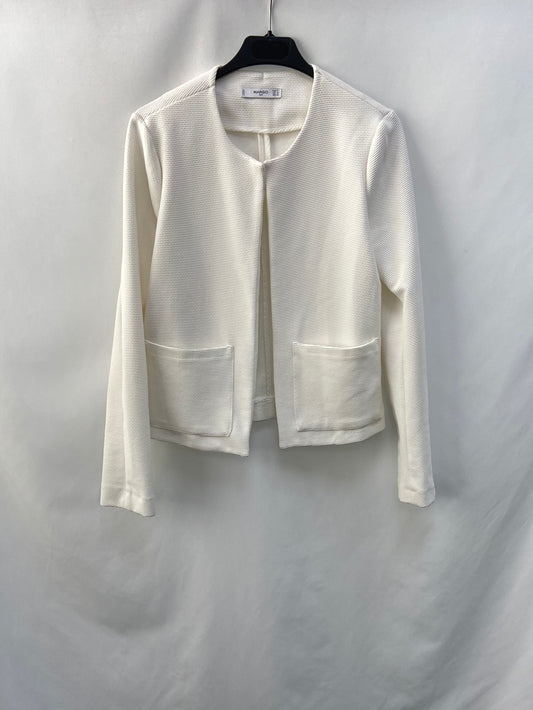 MANGO. White textured Ts jacket
