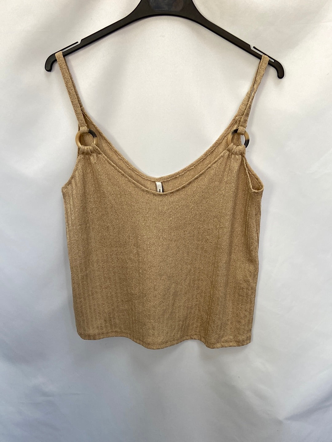 STRADIVARIUS.Top beige canalé T.s