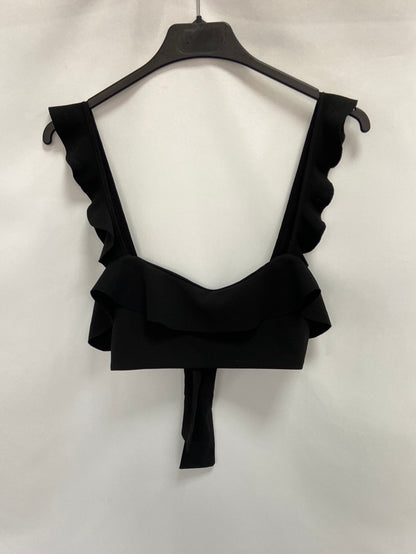 ZARA.Croptop negro volante T.S