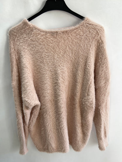 STRADIVARIUS.Jersey rosa pelito suave T.M