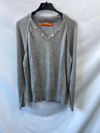 PATCHWORK .Jersey gris con angora T.XL