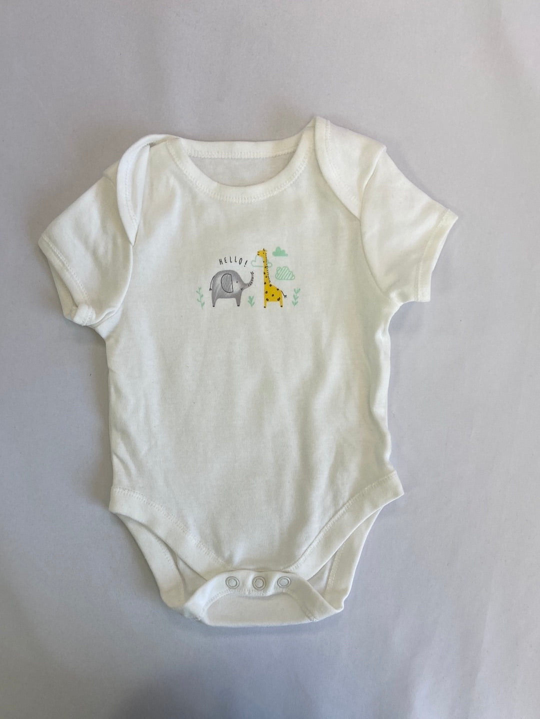 OTHERS. White giraffe elephant bodysuit, size 3m