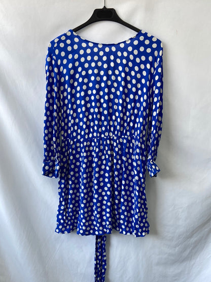 ZARA.Vestido azul lunares T.S