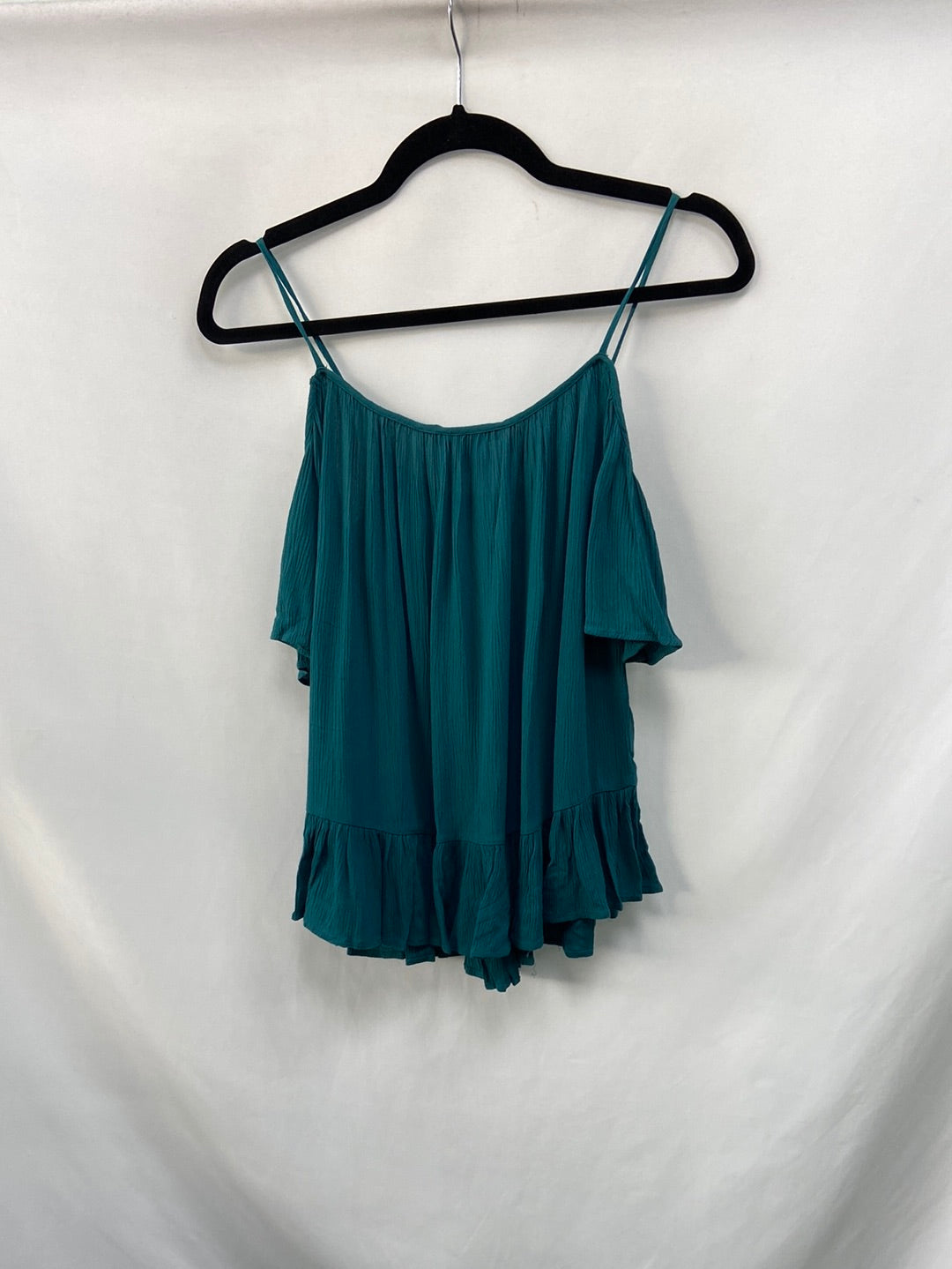 WHITE.Green shoulder top T.xs