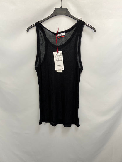 ZARA.Camiseta negra basica T.S