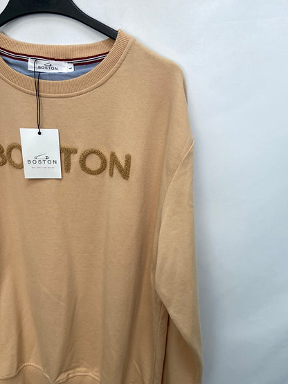 BOSTON.Sudadera camel letras borrego T.L