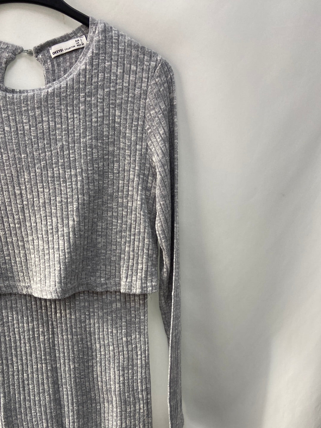 OKEYSI.Vestido gris punto T.L