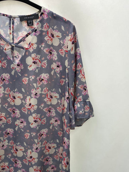 PRIMARK.Blue-grey floral blouse S.38