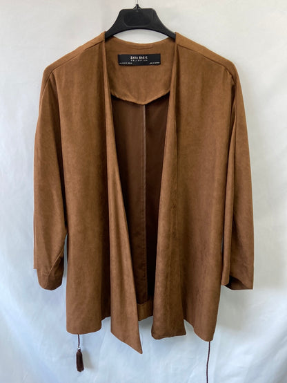 ZARA.Chaqueta fina abierta marrón T.S