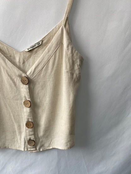 STRADIVARIUS. Beige button top TM
