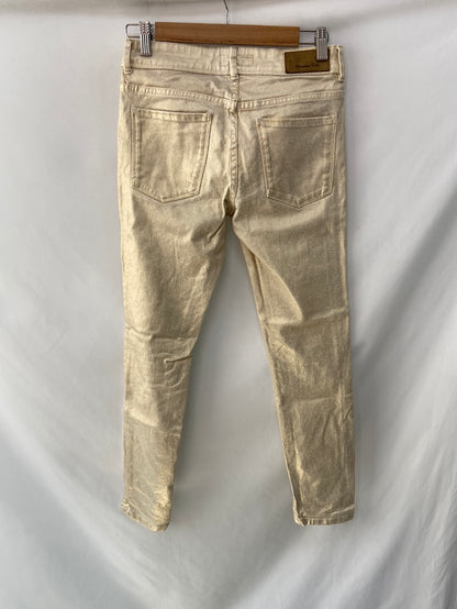 MASSIMO DUTTI.Pantalones denim dorados T.s