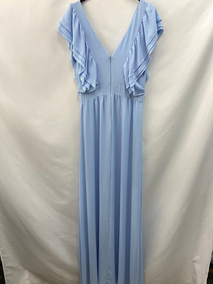 BY CLÉA.Vestido largo azul volantes (36,38 y 40)