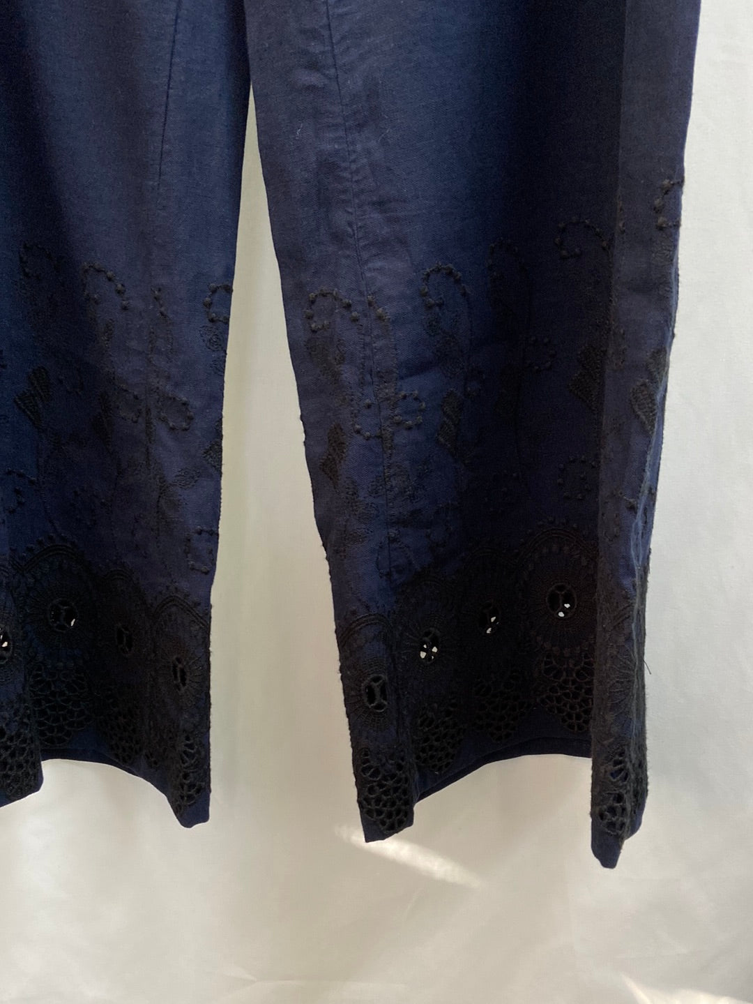 UTERQÜE.Pantalones palazzo lino azules T.m