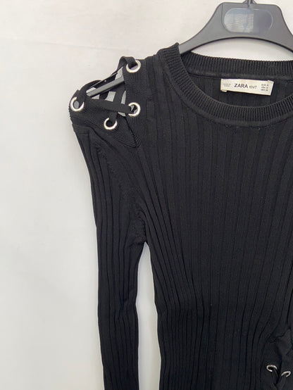 ZARA.Camiseta canalé cuerdas T.m