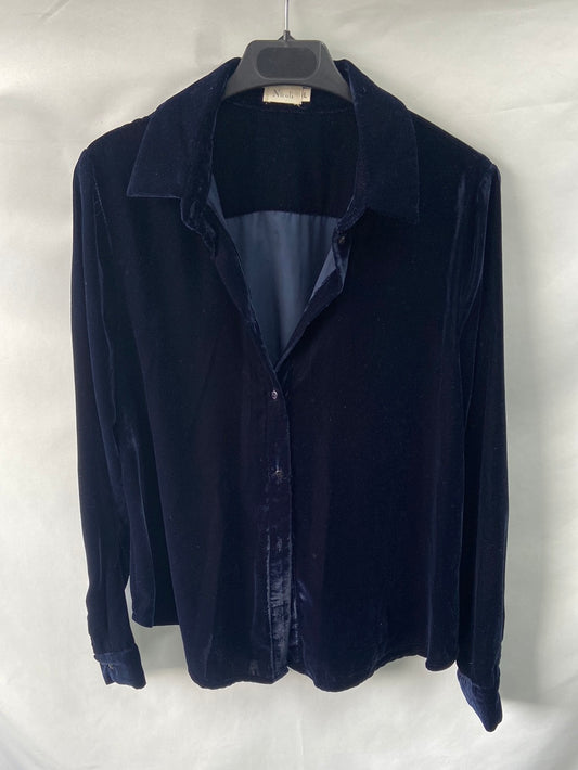 NÍCOLI.Camisa azul terciopelo T.L