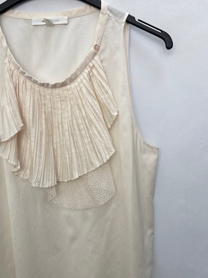 VANESSA BRUNO.Beige pleated silk top T.36