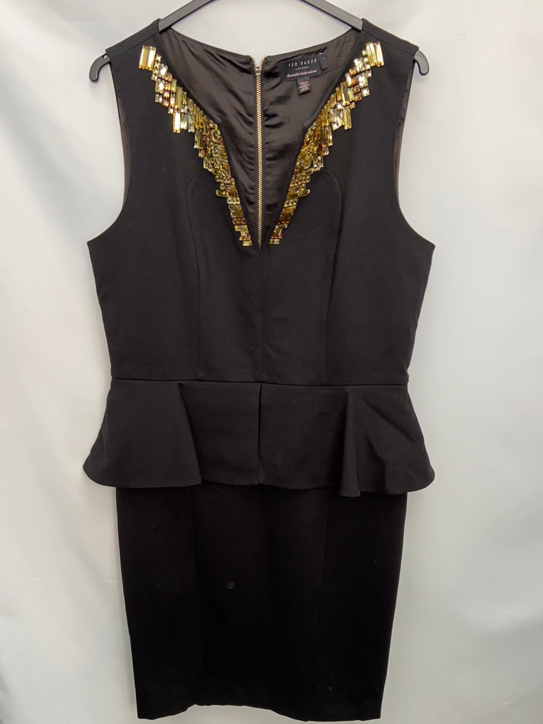 TED BAKER. Black ruffle dress