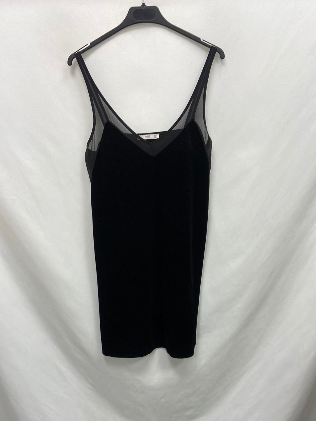 MANGO.Vestido negro doble textura T.S