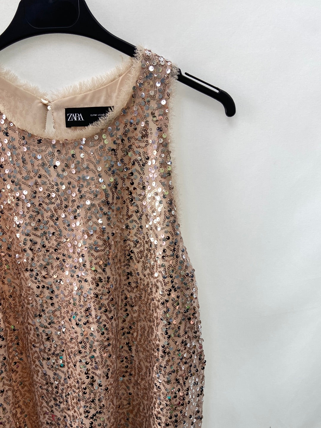 ZARA.Top Rosa lentejuelas T.M