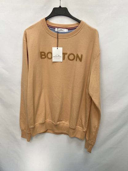 BOSTON.Sudadera camel letras borrego T.L