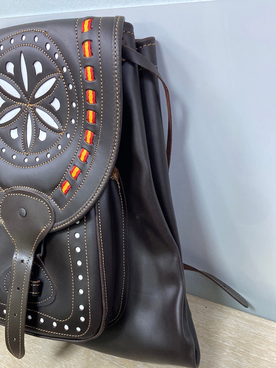 OTHERS. Oversized leather backpack