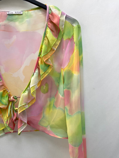 BERSHKA. Semi-transparent tie-dye blouse TS
