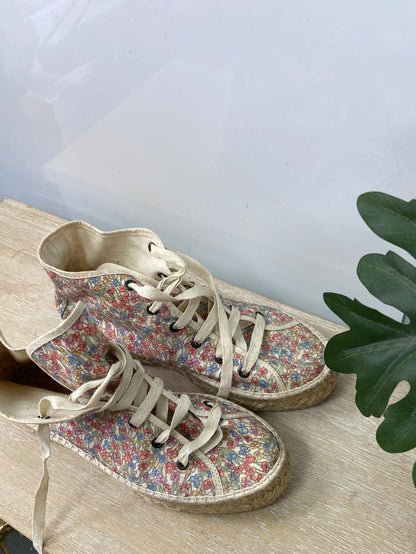 PARE GABIA. Zapatillas esparto flores T.38