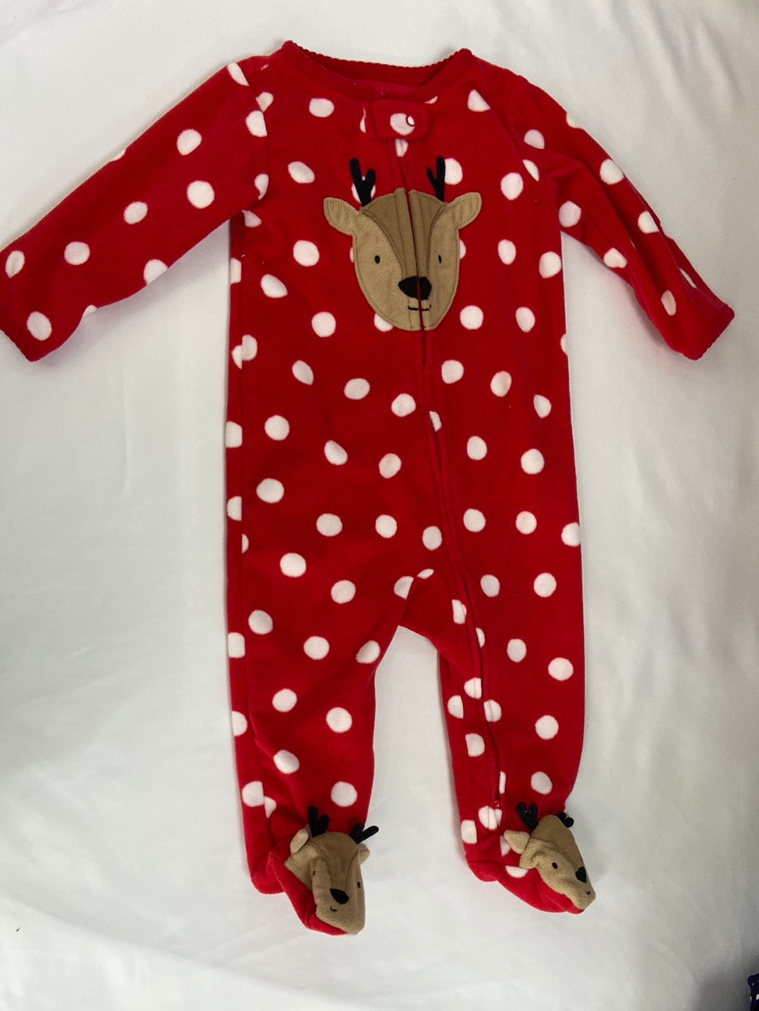 CARTER'S. White polka dot reindeer bodysuit S.9 months