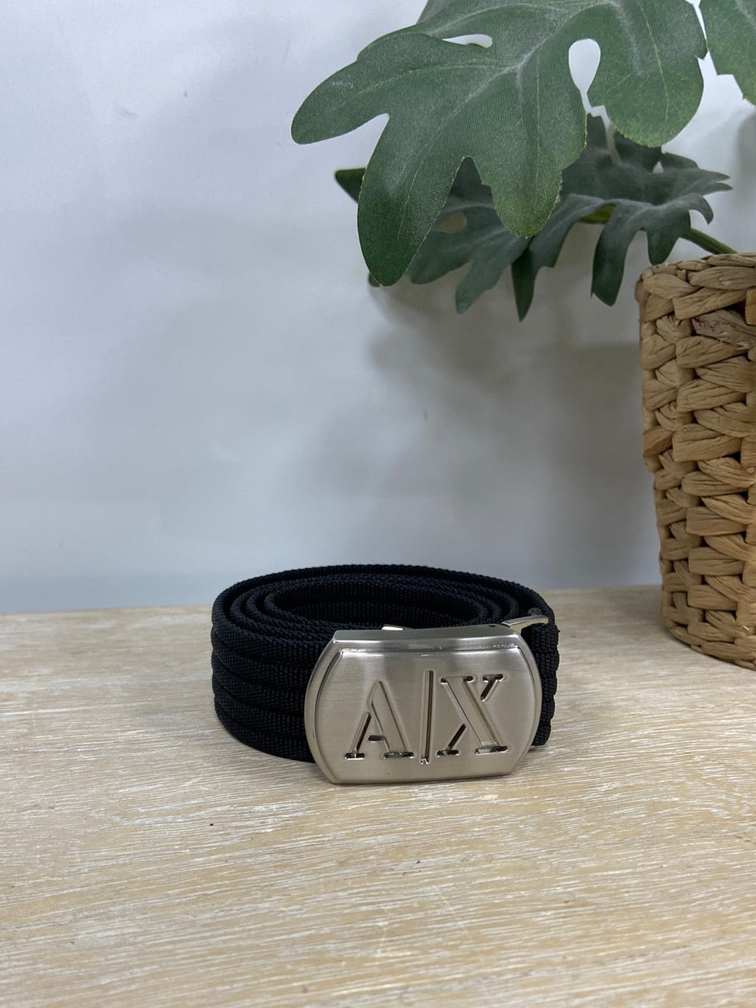 ARMANI. Black canvas belt