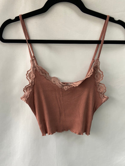 NA-KD.Croptop punto canalé encaje T.m