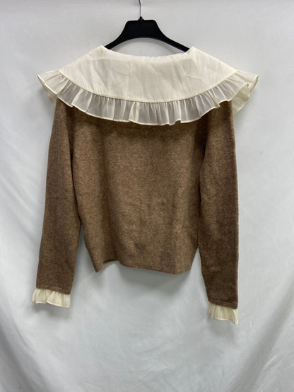 ZARA. Jersey marrón cuello T.m