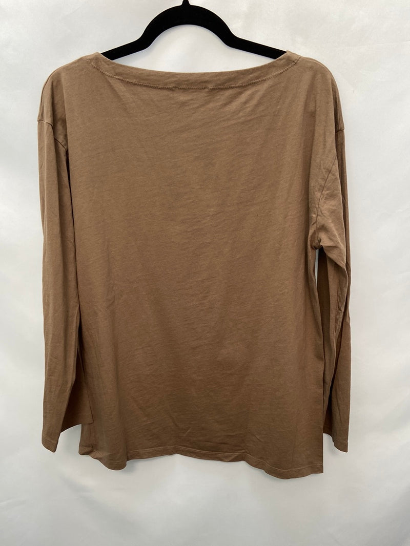 ZARA.Camiseta marrón manga larga T.L