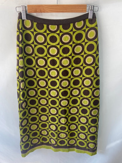 JOAQUIM VERDÚ. Falda reto circulos verde T.40
