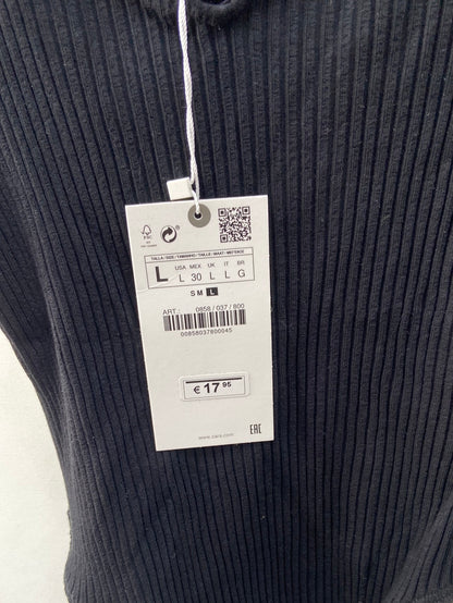 ZARA.Body negro canalé T.L