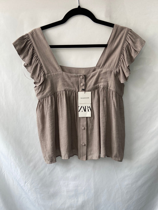 ZARA.Top beige grisáceo T.M