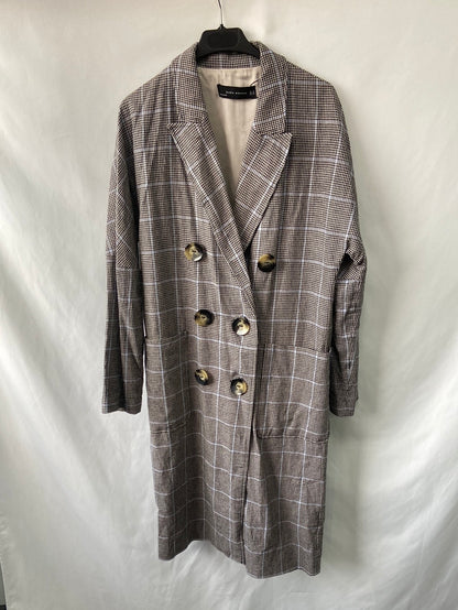 ZARA. Long houndstooth thin coat TS