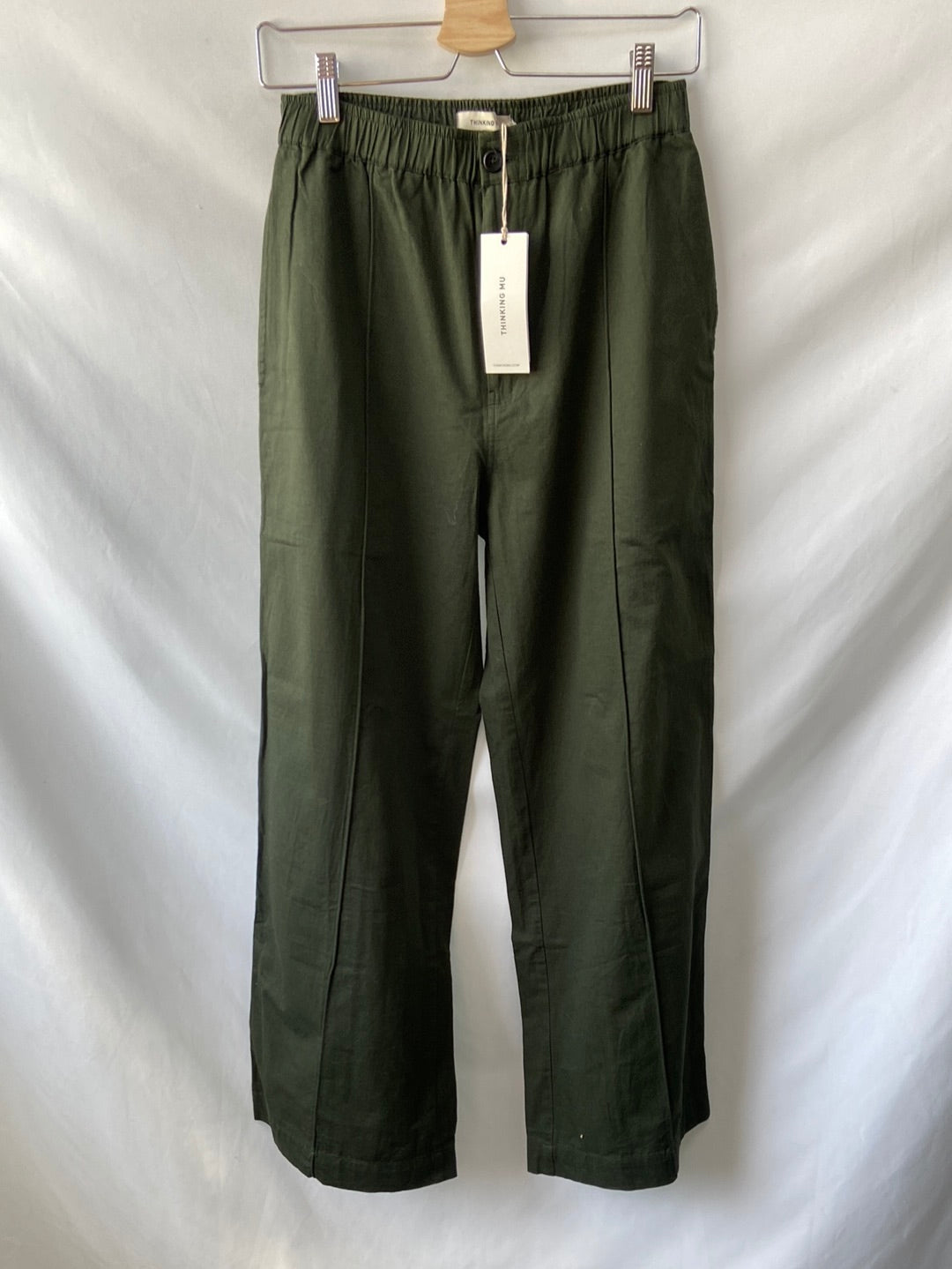 THINKING MU. Pantalón ancho verde T.s