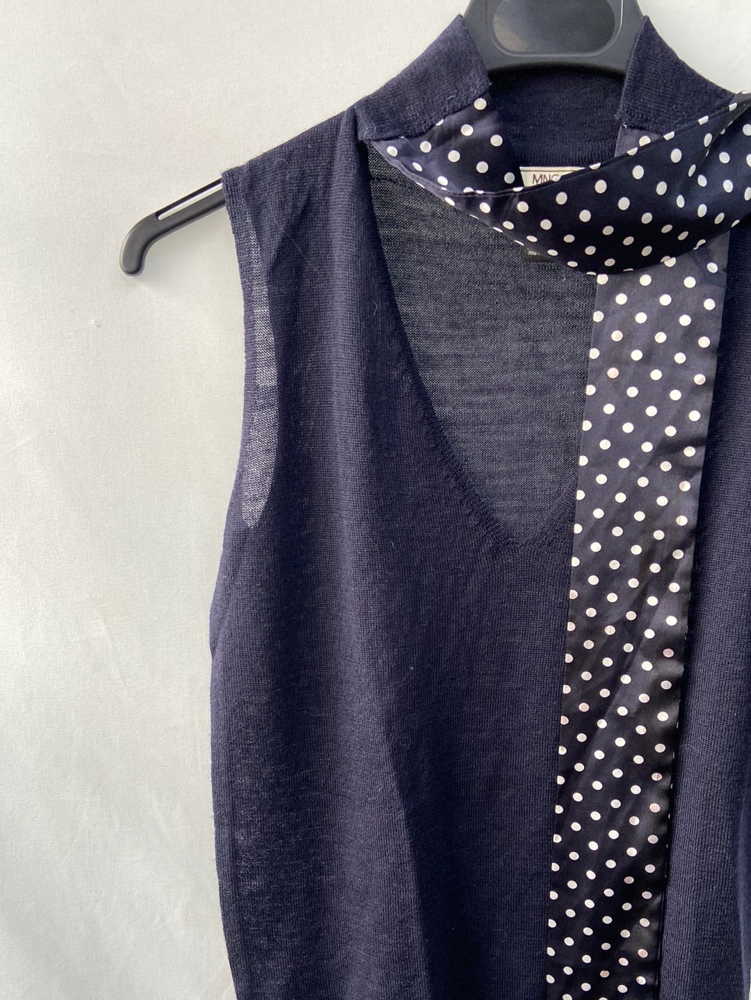 MANGO.Top azul punto lazada T.s