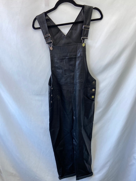 DROLE DE COPINE.Black leatherette dungarees TM