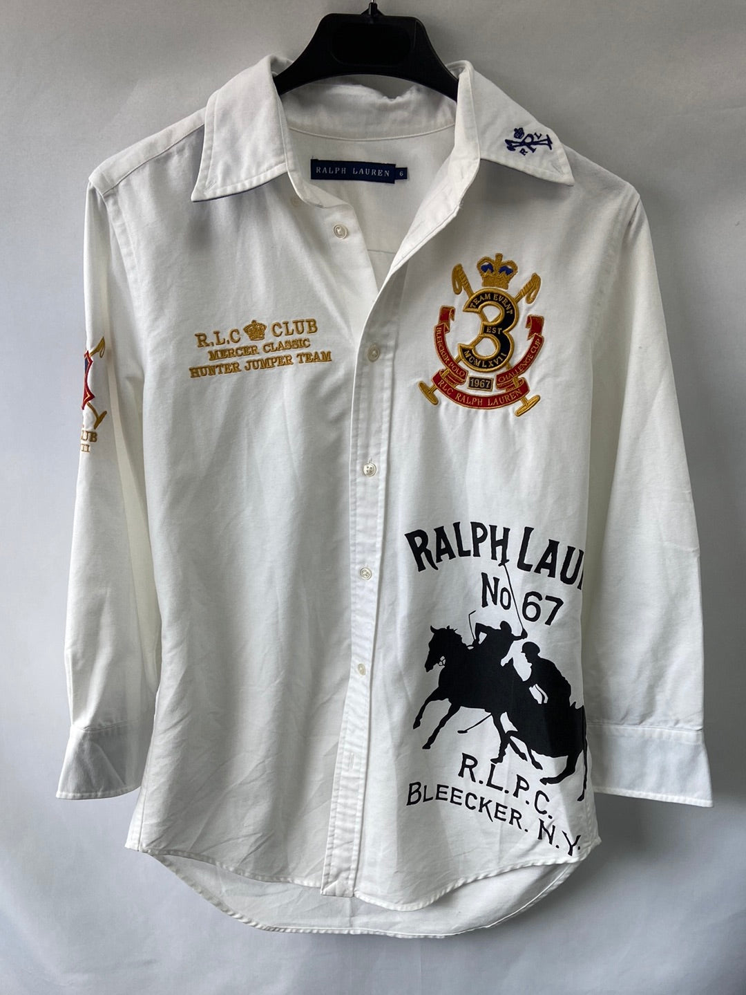 RALPH LAUREN.Camisa blanca parches T6(s)