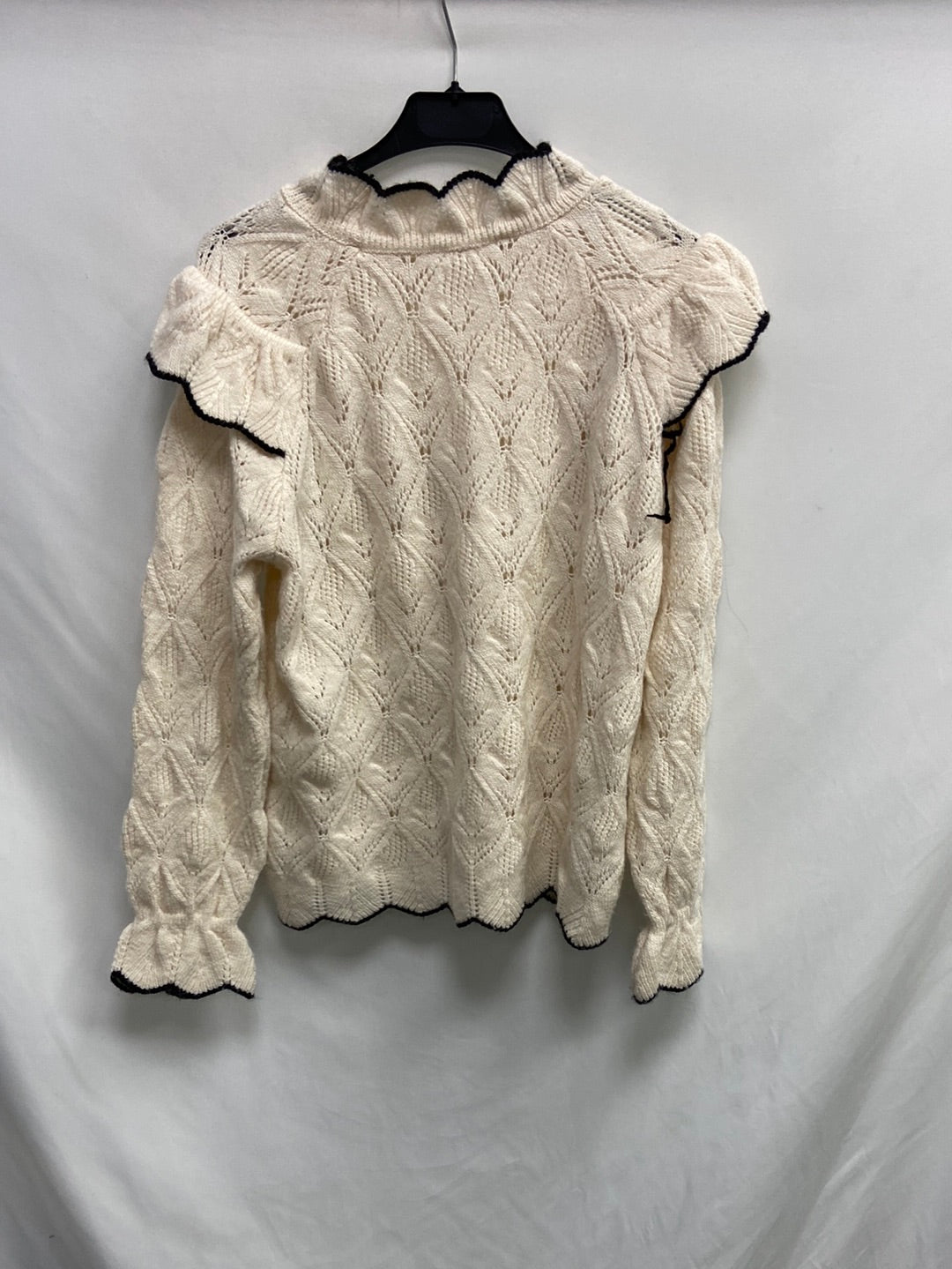 MANGO. Jersey beige volantes T.m