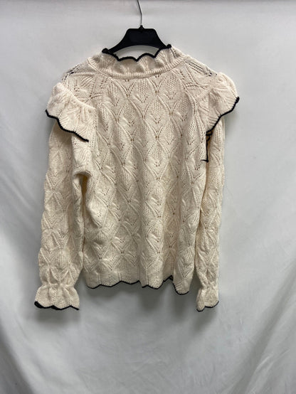 MANGO. Jersey beige volantes T.m