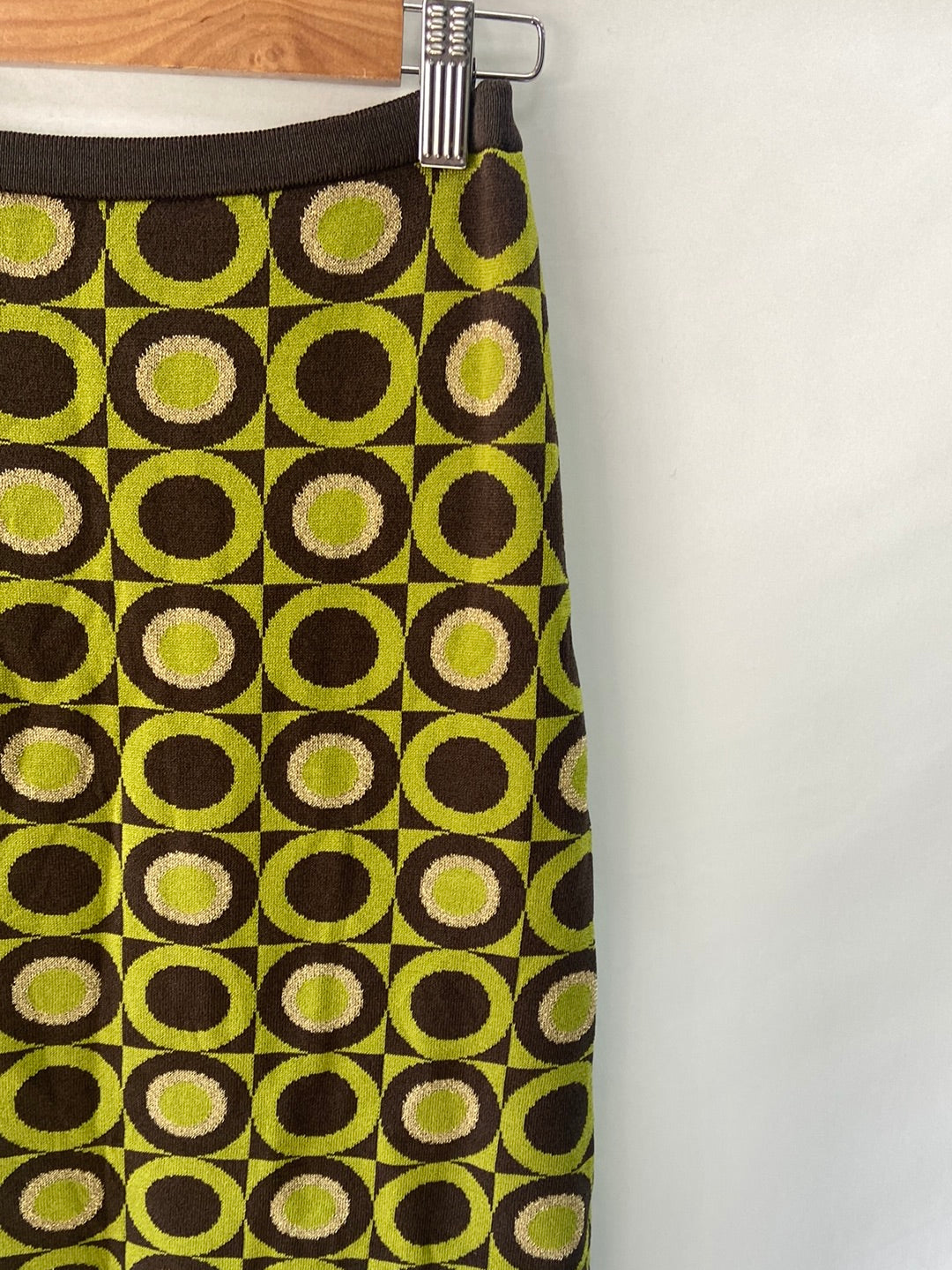 JOAQUIM VERDÚ. Falda reto circulos verde T.40